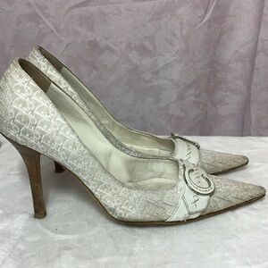 Vintage Dior White Patterned Women's Heels